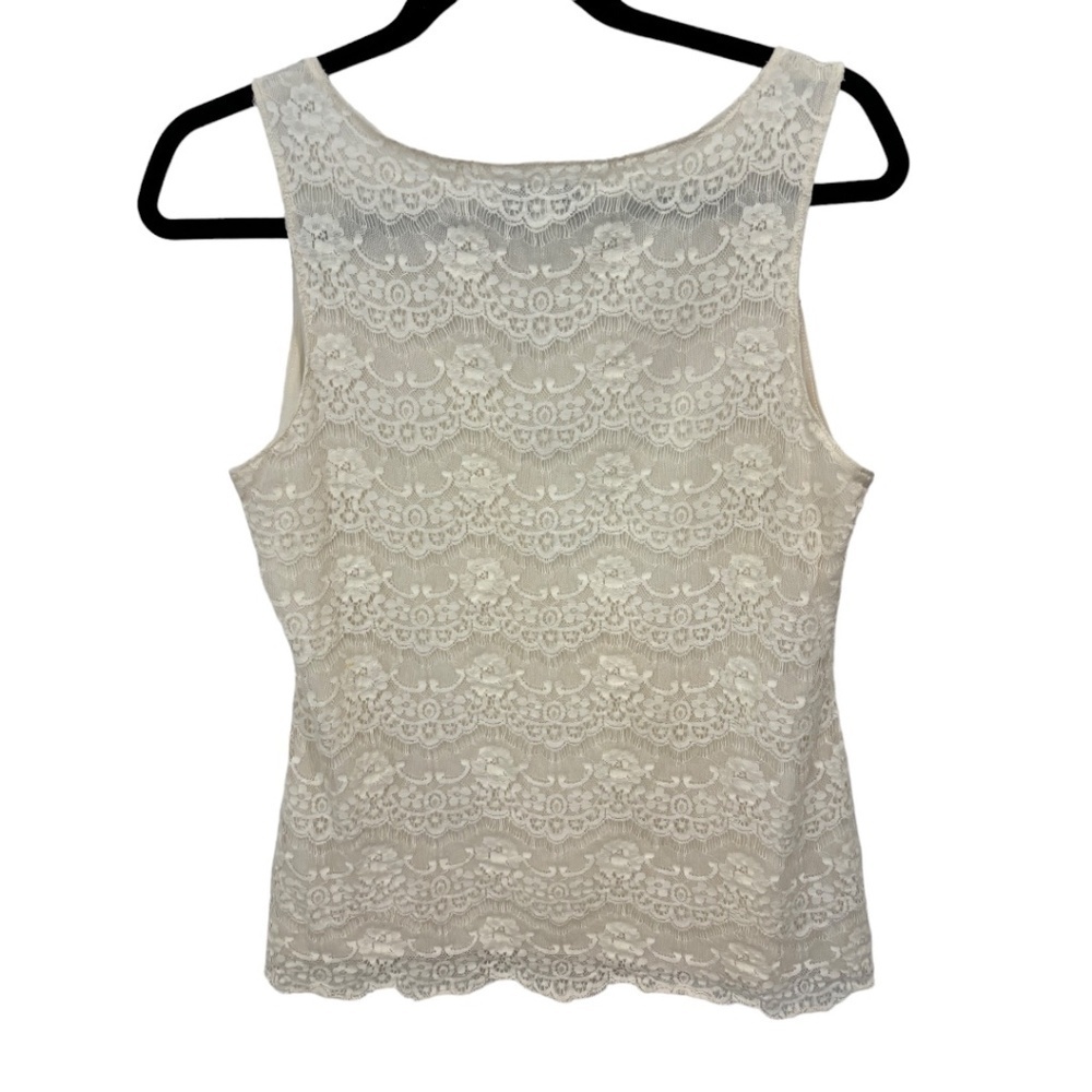 Banana Republic Lace Off-White Lined Scoop Neck Stretch Tank Top Size Medium - Picture 2 of 3